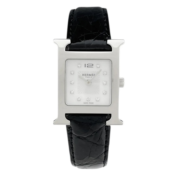 Hermes H watch, Black with diamonds,! 100%authentic, box and paperwork included. - Picture 9 of 9